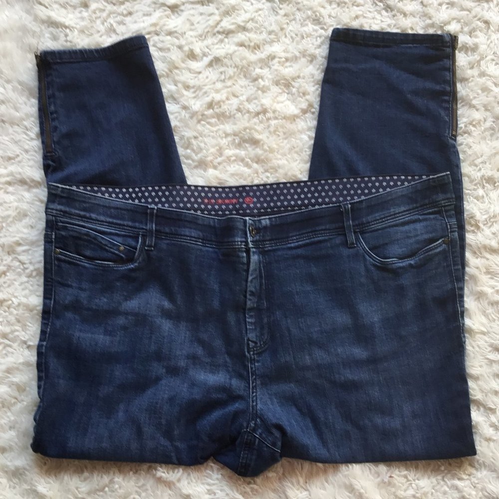 C & A The Skinny Plus Size Jeans Ankle Zip Denim Stretchy  & Elastic Waist  24